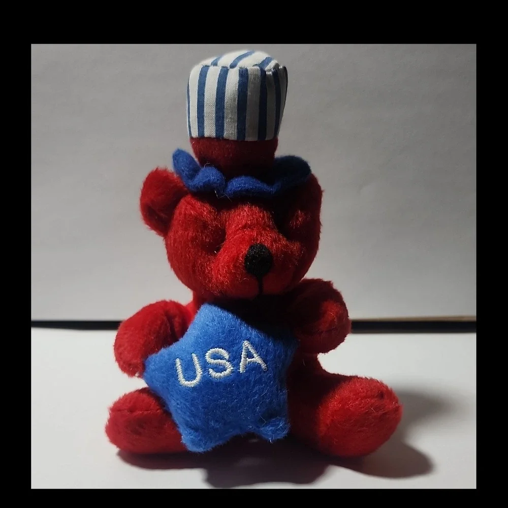 Oriental Trading Company Red White Blue Bear Plush Fourth of July 1989 35/89